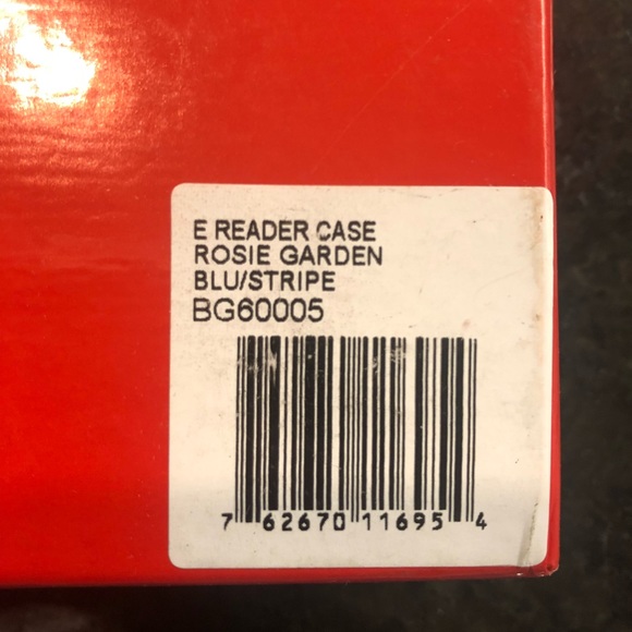 New in Box Betsy Johnson E-Reader Tablet Case in Sequined Blue Stripes w/ Roses - Picture 6 of 6